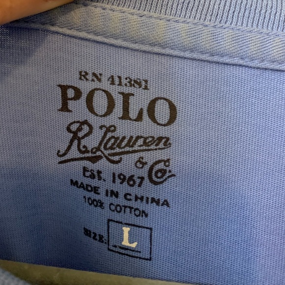 Blue Polo Cotton T-Shirt Size L - Picture 3 of 4